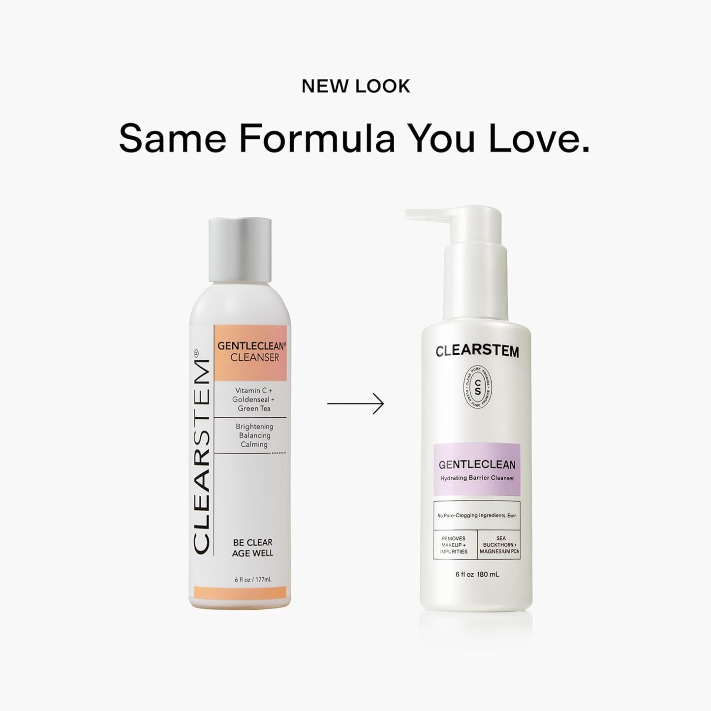 CLEARSTEM - GENTLECLEAN Vitamin C Infused Calming Wash - Facial Cleanser, Makeup Remover - Goldenseal + Green Tea - Facial Skin Care Products - Gluten Free, Cruelty Free - 6 fl oz / 207ml