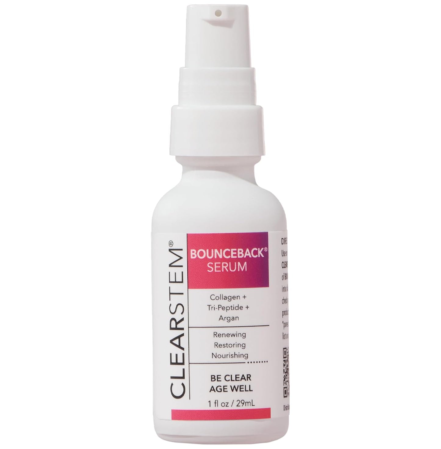 CLEARSTEM BOUNCEBACK Radiant Facial Serum - Peptide Serum for Hydration & Smooth-Looking Skin with Tri-Peptides and Mango Fruit Extracts - Lightweight Formula for Softer and Balanced-Looking Skin