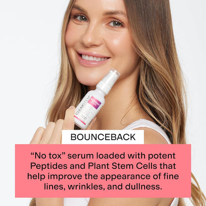 CLEARSTEM BOUNCEBACK Radiant Facial Serum - Peptide Serum for Hydration & Smooth-Looking Skin with Tri-Peptides and Mango Fruit Extracts - Lightweight Formula for Softer and Balanced-Looking Skin