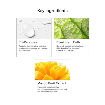 CLEARSTEM BOUNCEBACK Radiant Facial Serum - Peptide Serum for Hydration & Smooth-Looking Skin with Tri-Peptides and Mango Fruit Extracts - Lightweight Formula for Softer and Balanced-Looking Skin
