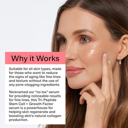 CLEARSTEM BOUNCEBACK Radiant Facial Serum - Peptide Serum for Hydration & Smooth-Looking Skin with Tri-Peptides and Mango Fruit Extracts - Lightweight Formula for Softer and Balanced-Looking Skin